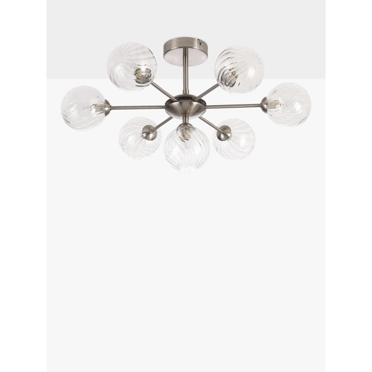 John Lewis & Partners Swirl Semi Flush Ceiling Light, Clear/Pewter – image 2