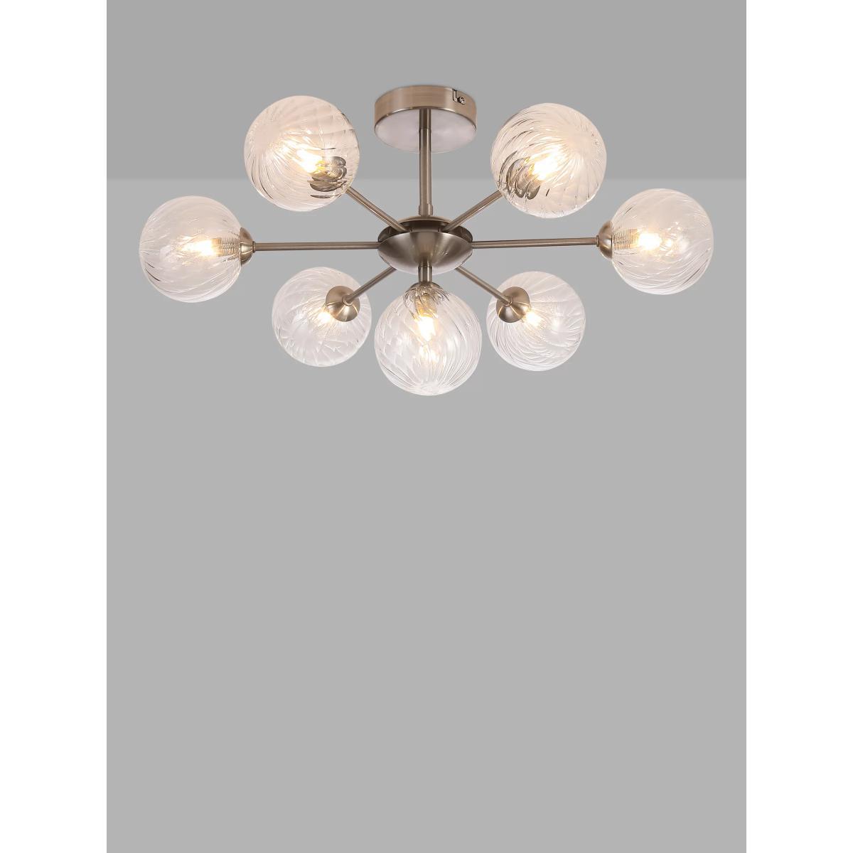 John Lewis & Partners Swirl Semi Flush Ceiling Light, Clear/Pewter – image 1