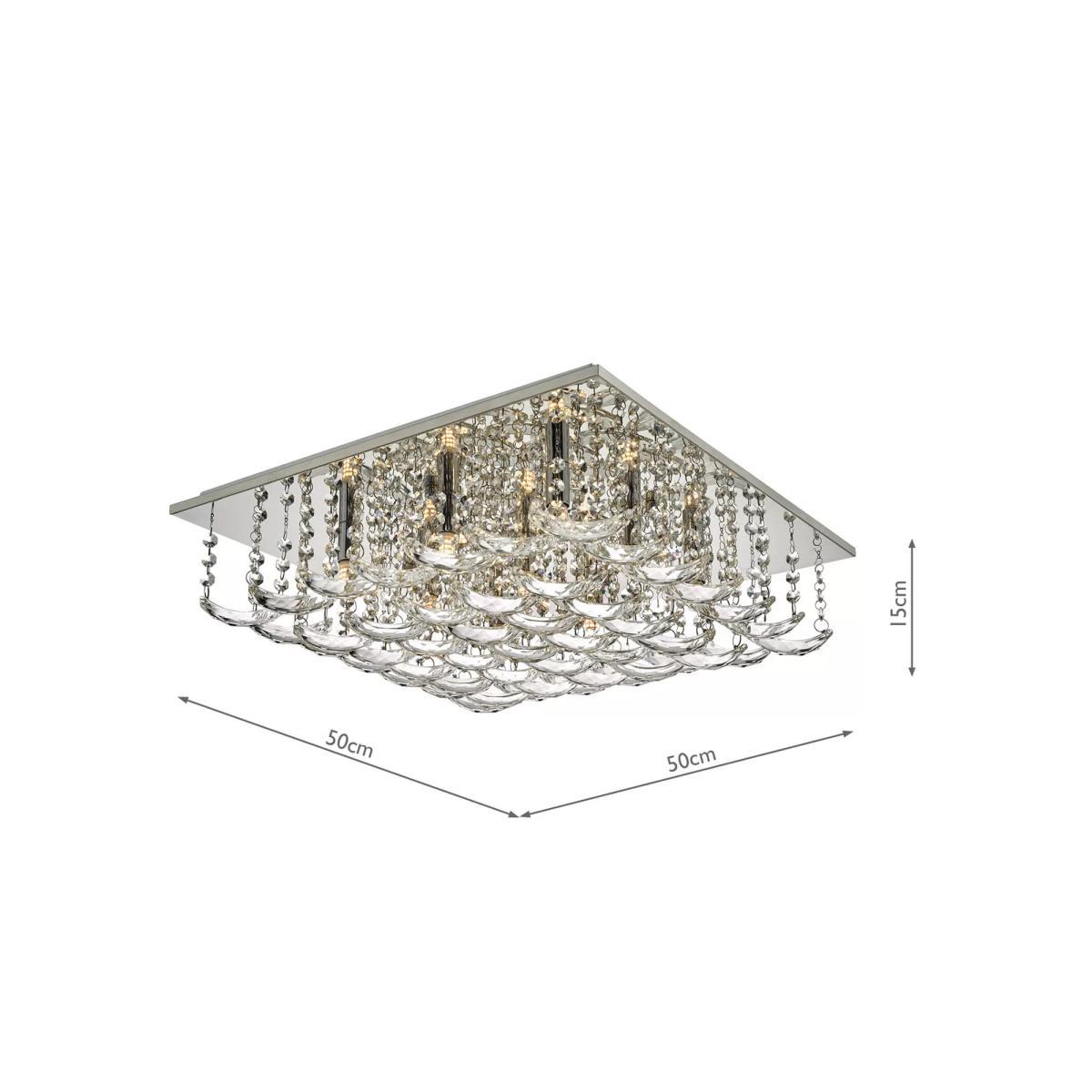 Där Orella Crystal Large Semi Flush Ceiling Light, Clear/Polished Chrome – image 7