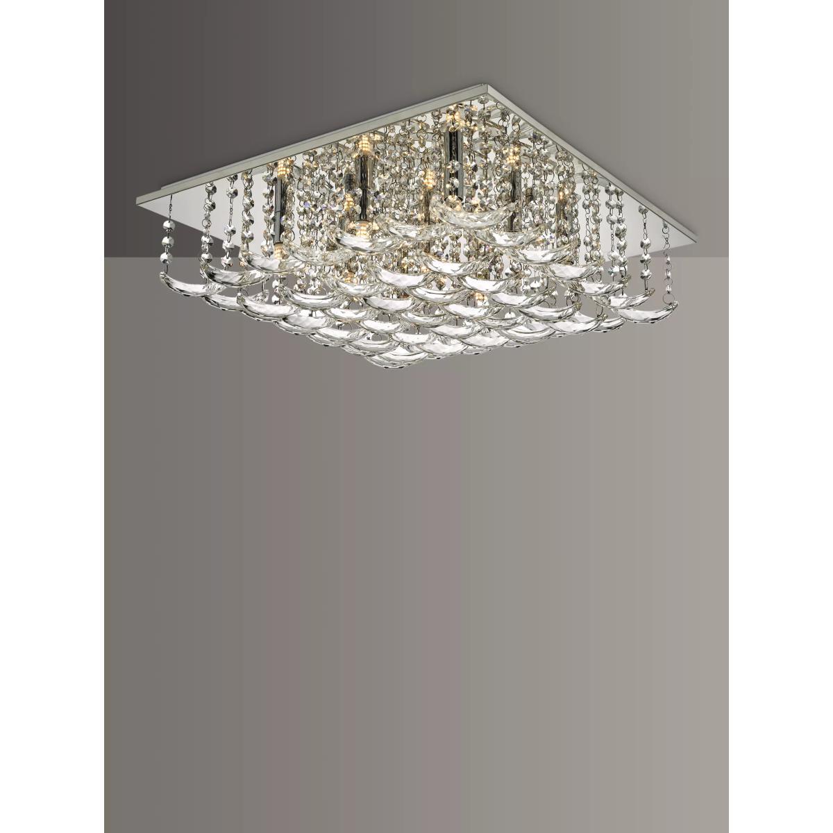 Där Orella Crystal Large Semi Flush Ceiling Light, Clear/Polished Chrome – image 1