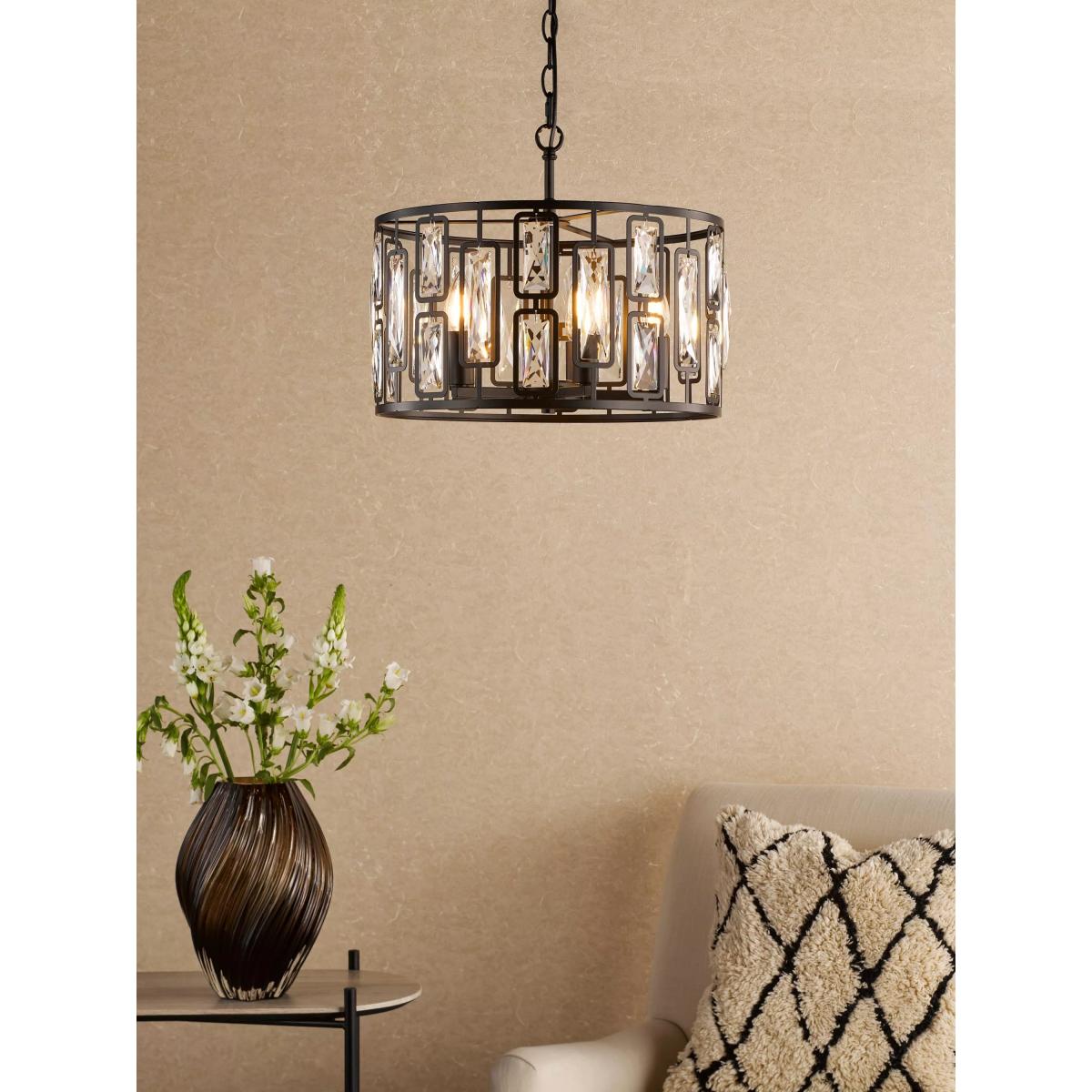 Där Zoelle 5 Bulb Crystal Pendant Ceiling Light, Black – image 2