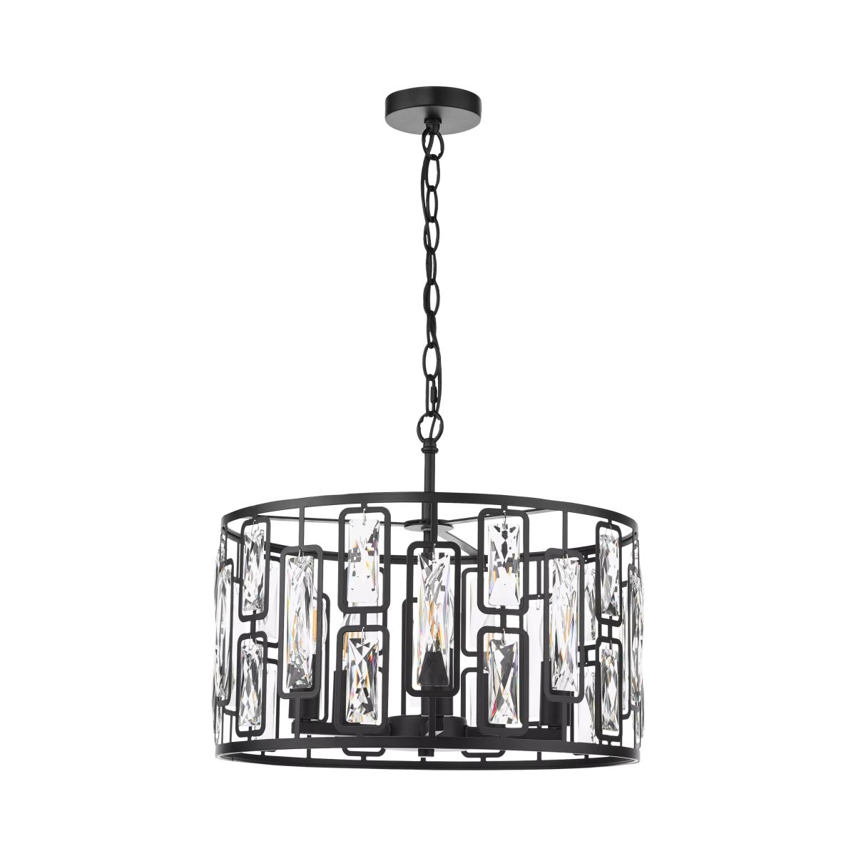 Där Zoelle 5 Bulb Crystal Pendant Ceiling Light, Black – image 3