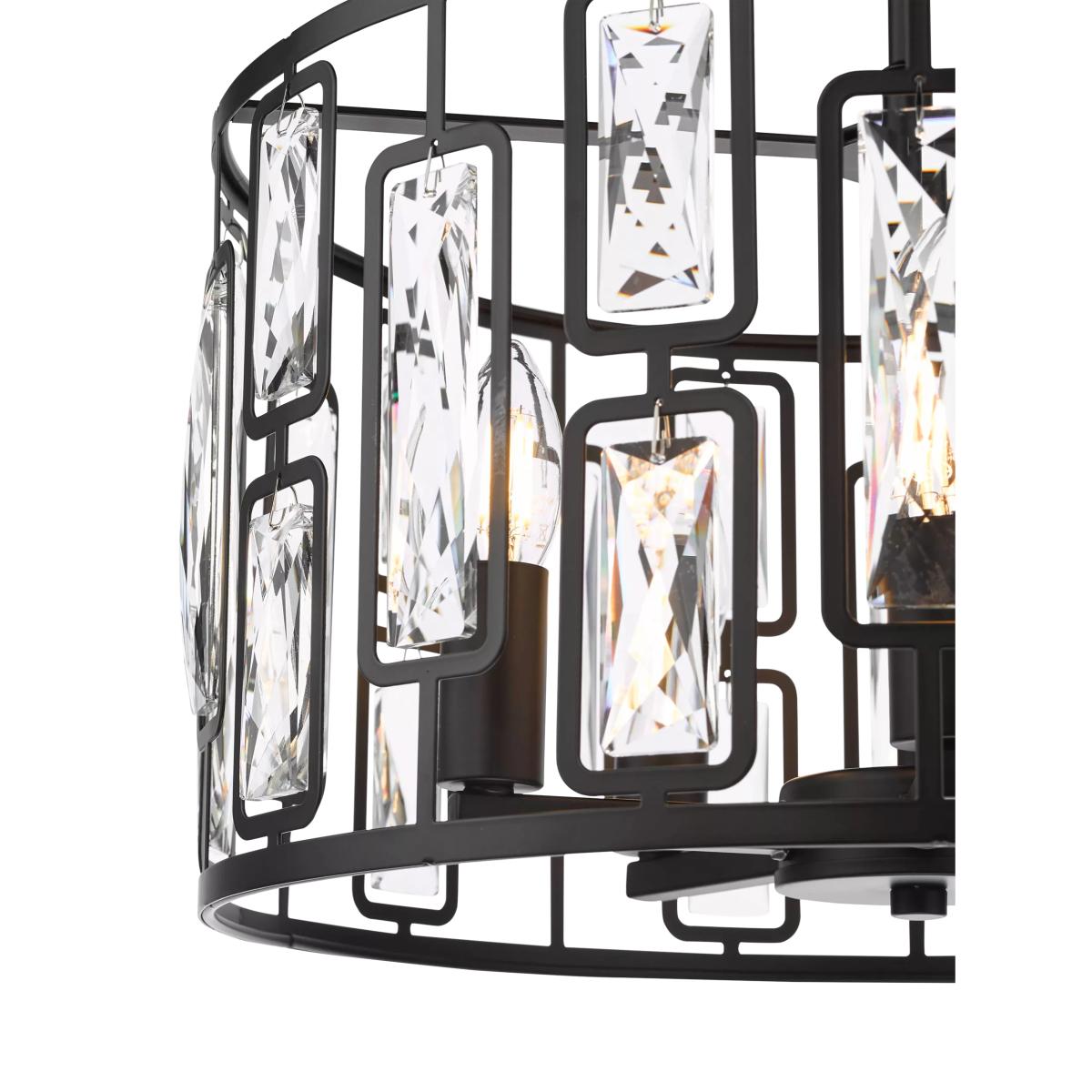 Där Zoelle 5 Bulb Crystal Pendant Ceiling Light, Black – image 4