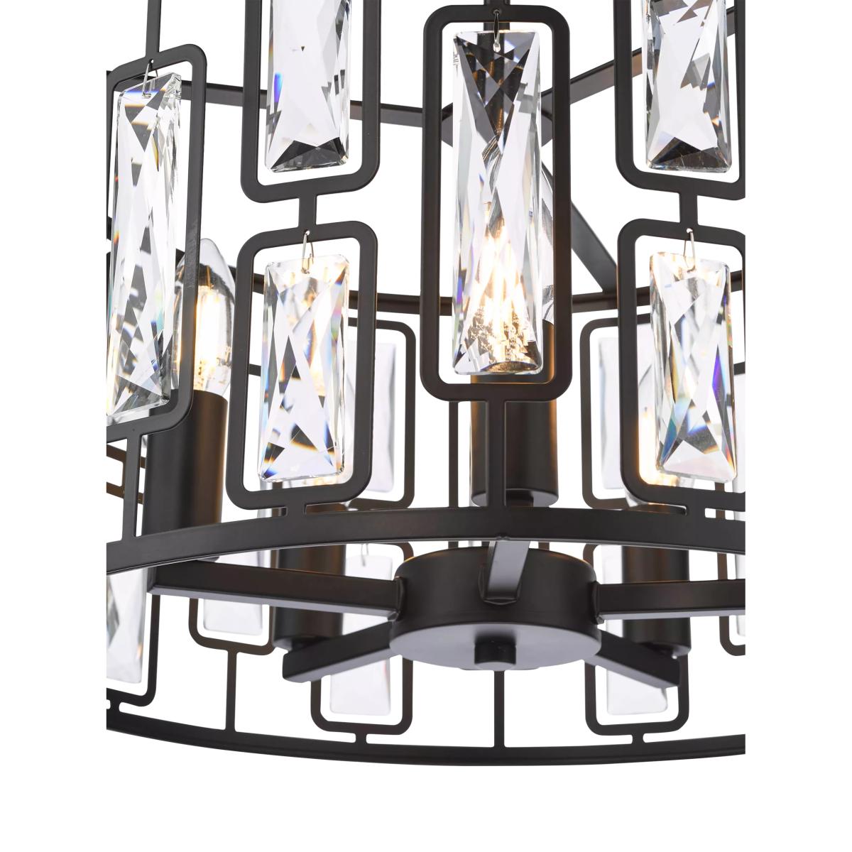 Där Zoelle 5 Bulb Crystal Pendant Ceiling Light, Black – image 5