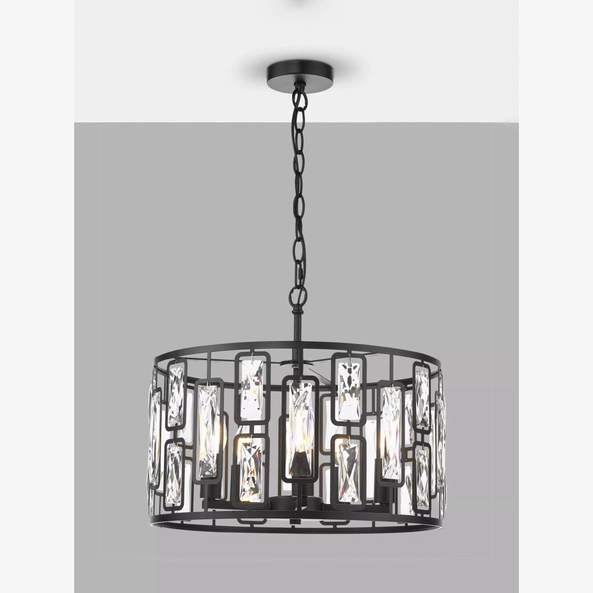 Där Zoelle 5 Bulb Crystal Pendant Ceiling Light, Black – image 1