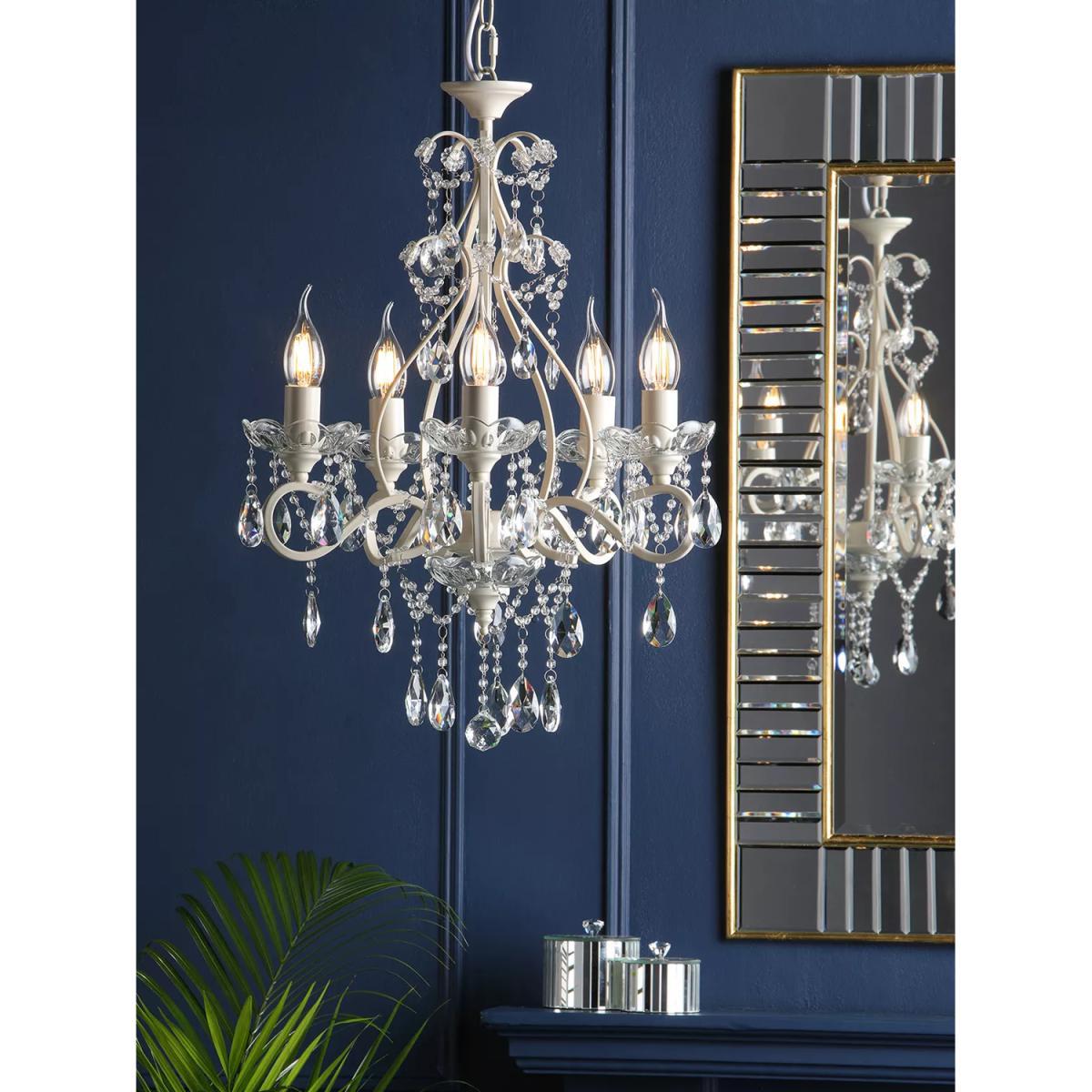 Laura Ashley Shamley Chandelier Ceiling Light, Matt White – image 1