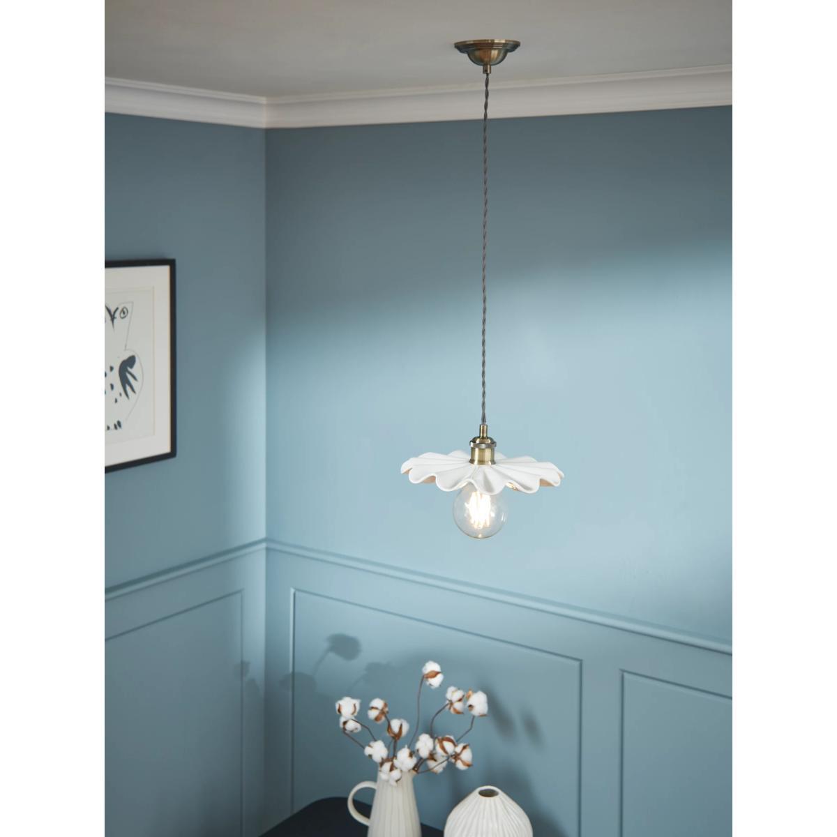 John Lewis & Partners Tutu Ceramic Ceiling Light, White/Antique Brass – image 2