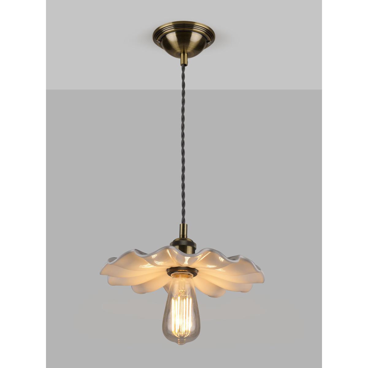 John Lewis & Partners Tutu Ceramic Ceiling Light, White/Antique Brass – image 1
