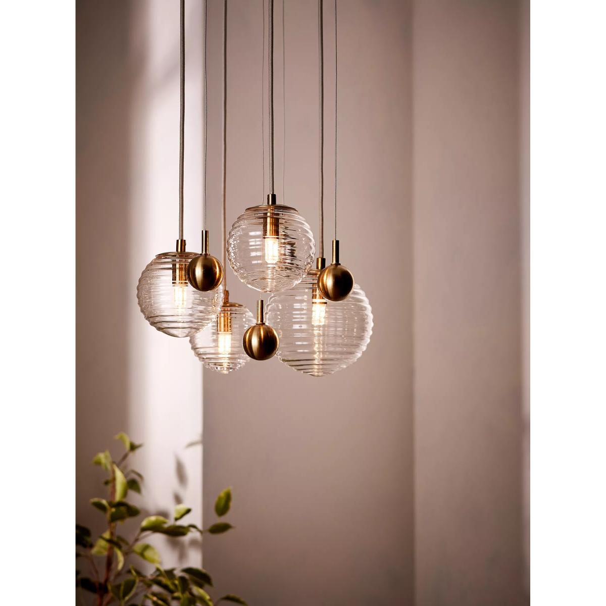John Lewis Ripples 4 Cluster Ceiling Light, Brass/Clear – image 2