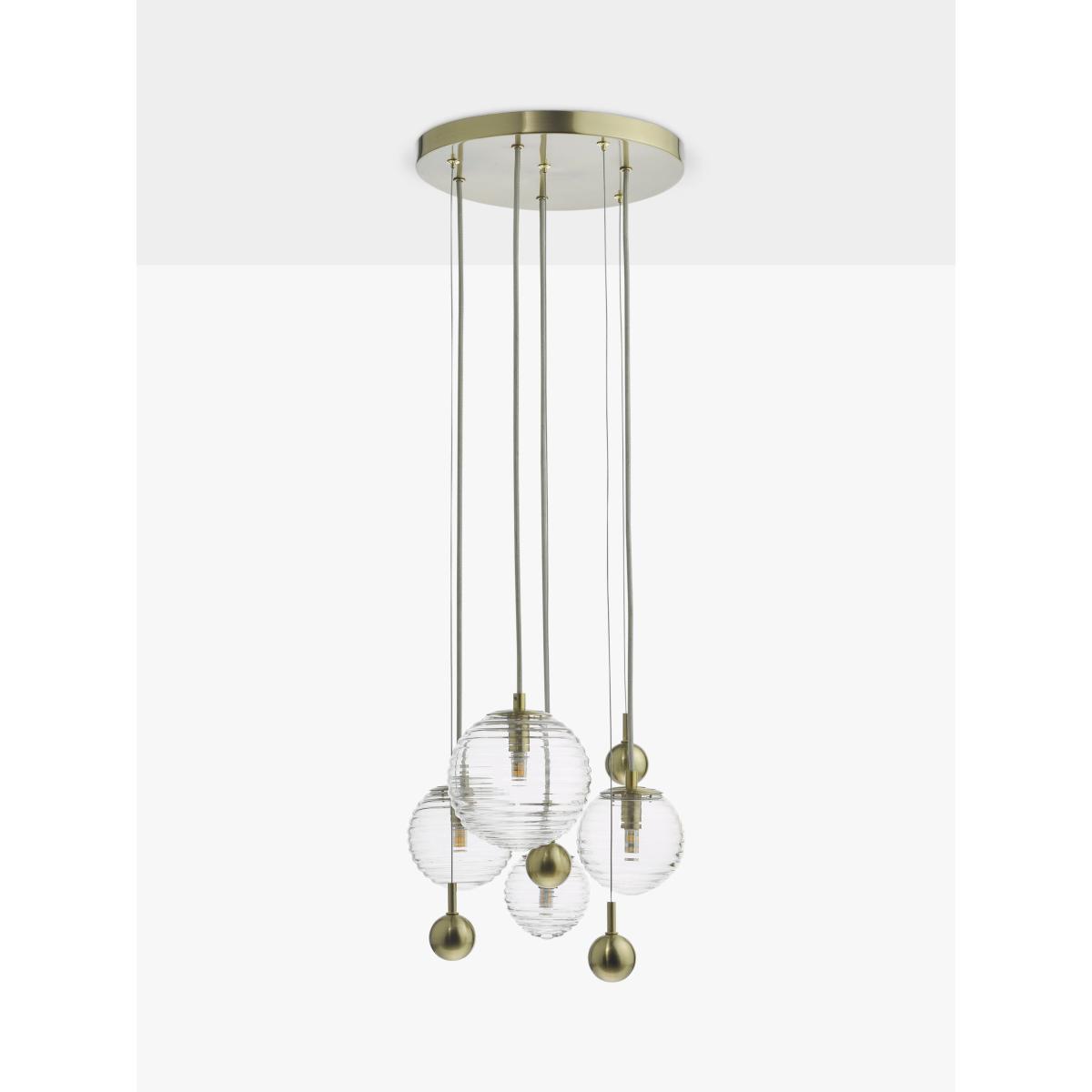 John Lewis Ripples 4 Cluster Ceiling Light, Brass/Clear – image 3