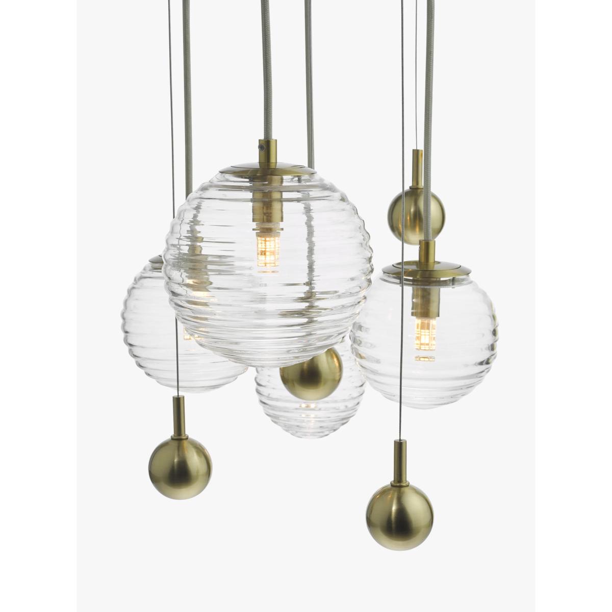 John Lewis Ripples 4 Cluster Ceiling Light, Brass/Clear – image 4