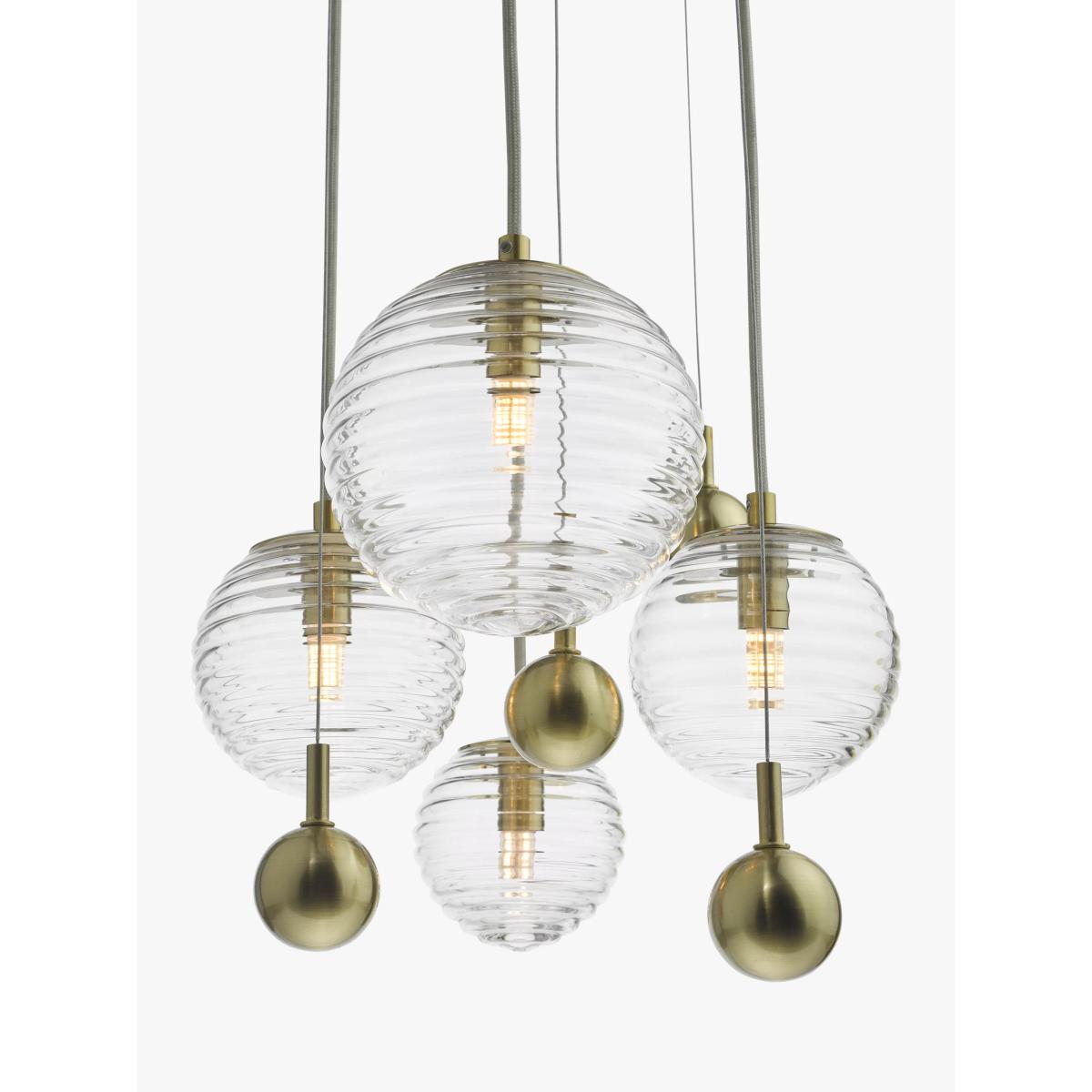 John Lewis Ripples 4 Cluster Ceiling Light, Brass/Clear – image 5