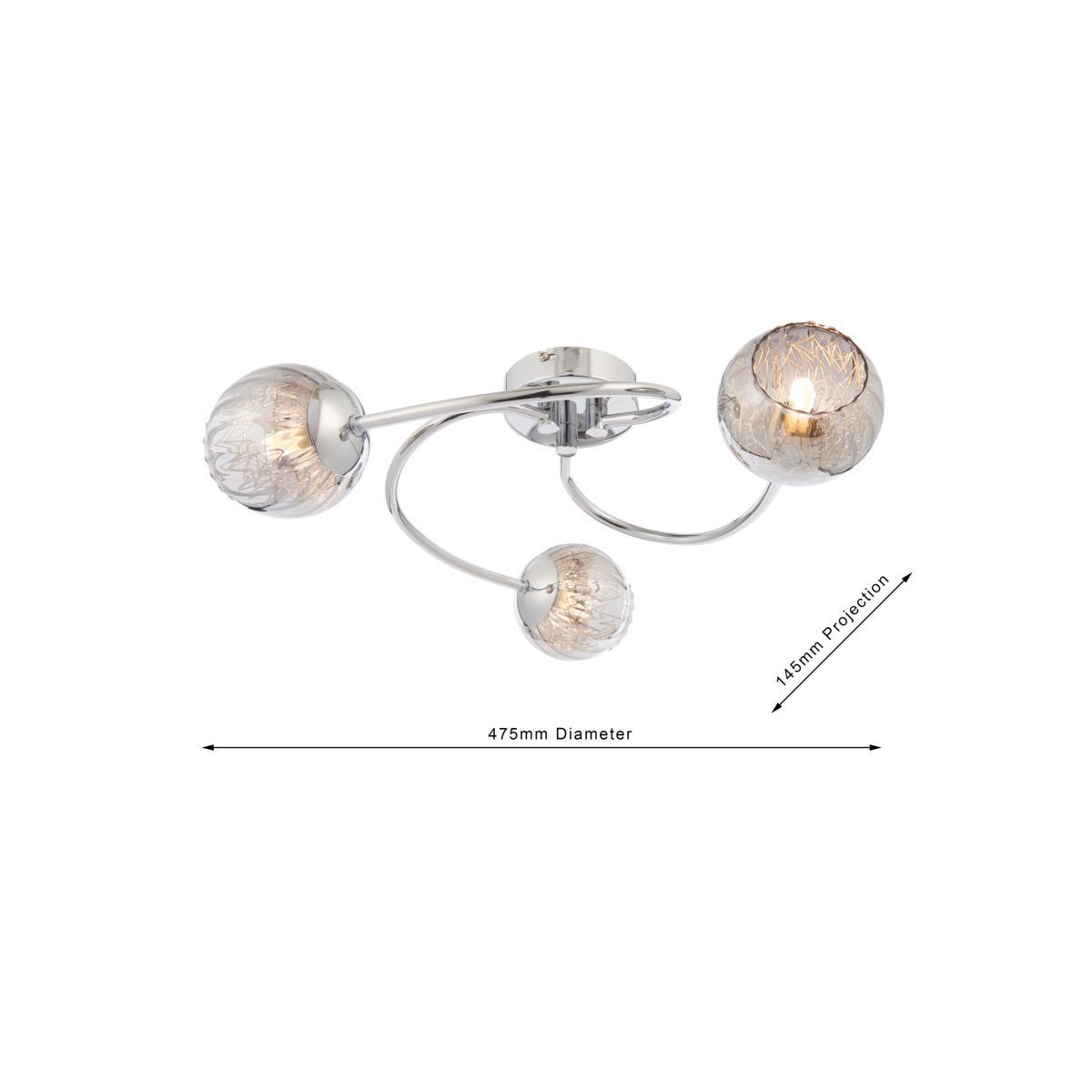 Bay Lighting Chase 3 Arm Semi Flush Ceiling Light, Chrome – image 5