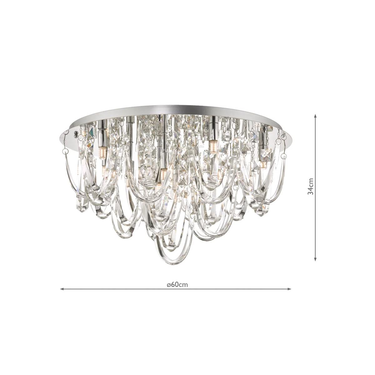 Där Roxanne Crystal Semi Flush Ceiling Light, Clear/Polished Chrome – image 6