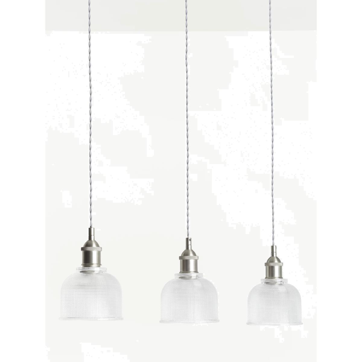 John Lewis & Partners Ezra 3 Pendant Prismatic Glass Ceiling Light, Pewter – image 1