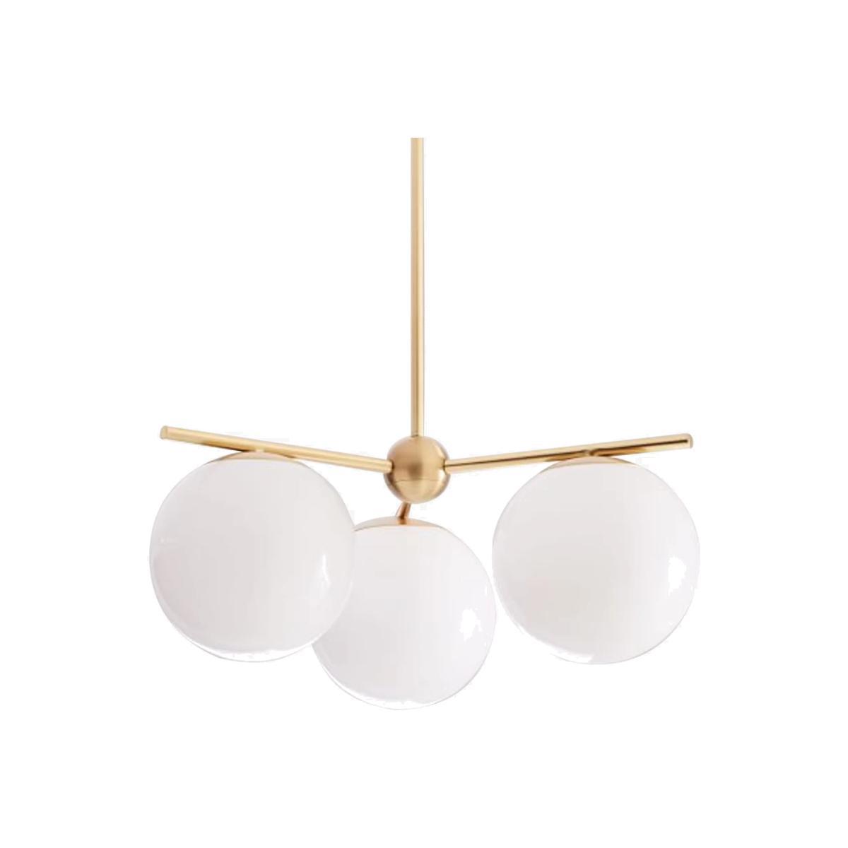 west elm Sphere + Stem Small Ceiling Light, Brass – image 1