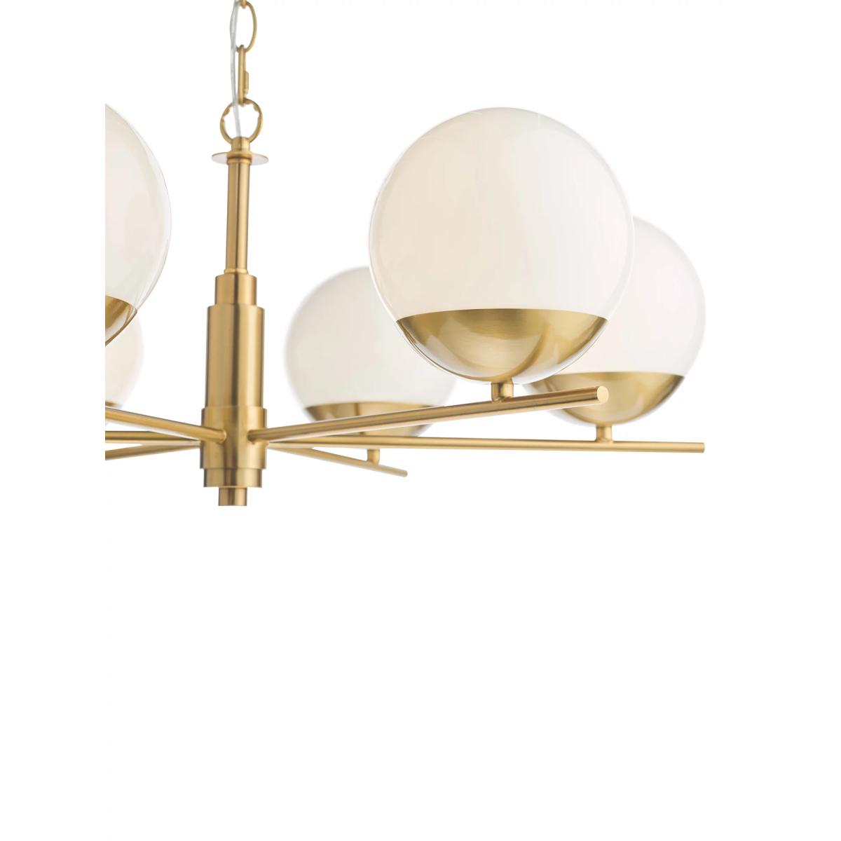 Där Bombazine 6 Arm Opal Glass Pendant Ceiling Light, Brass – image 3