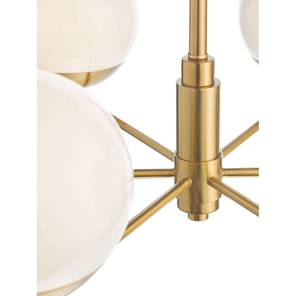 Där Bombazine 6 Arm Opal Glass Pendant Ceiling Light, Brass – image 4