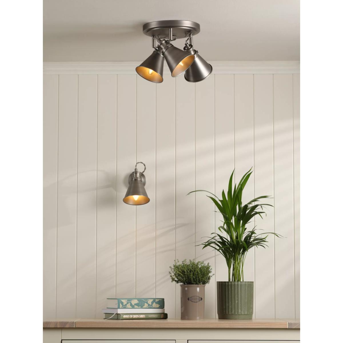 Laura Ashley Rufus 3 Circular Spotlight Ceiling Plate, Nickel – image 6
