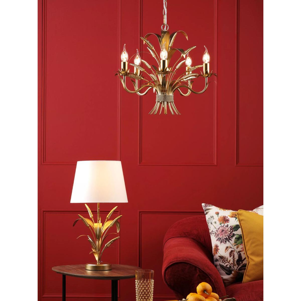 Där Phaedra Leaf 5 Arm Pendant Ceiling Light, Gold – image 3