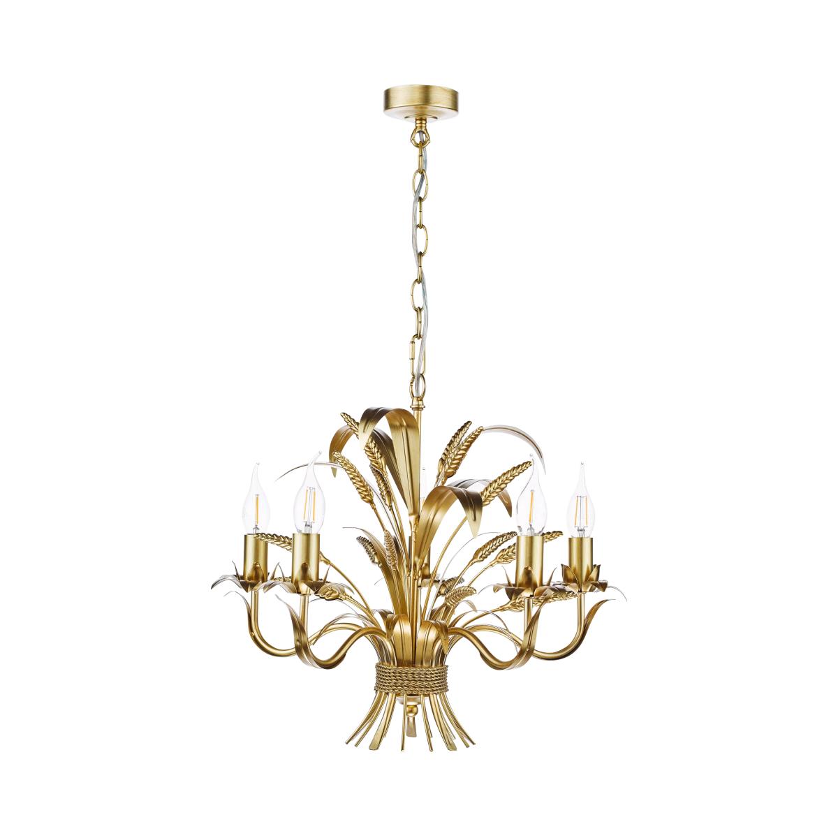Där Phaedra Leaf 5 Arm Pendant Ceiling Light, Gold – image 4
