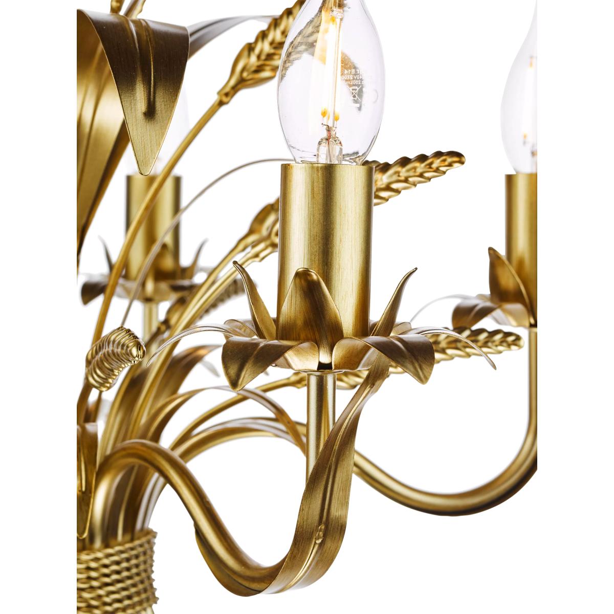 Där Phaedra Leaf 5 Arm Pendant Ceiling Light, Gold – image 5