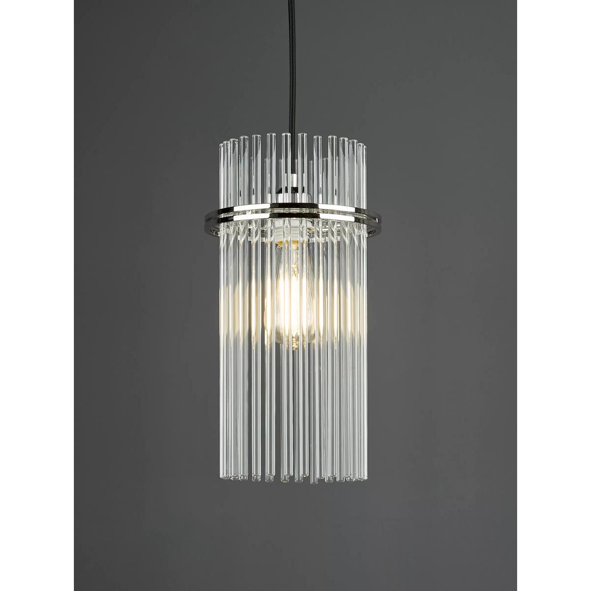 English Heritage Eltham Rodded Glass Pendant Ceiling Light, Clear/Polished Nickel – image 2