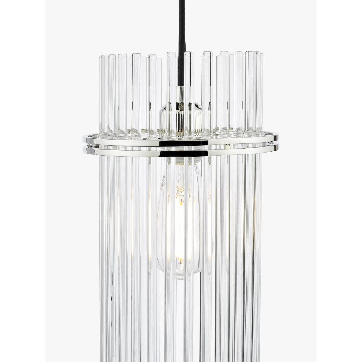 English Heritage Eltham Rodded Glass Pendant Ceiling Light, Clear/Polished Nickel – image 3