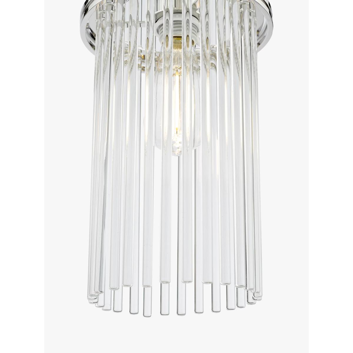 English Heritage Eltham Rodded Glass Pendant Ceiling Light, Clear/Polished Nickel – image 4