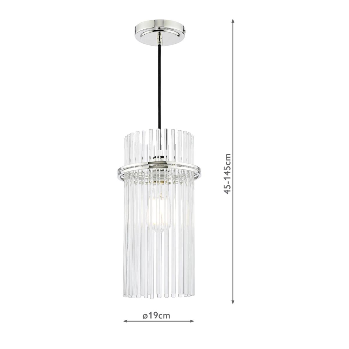 English Heritage Eltham Rodded Glass Pendant Ceiling Light, Clear/Polished Nickel – image 5