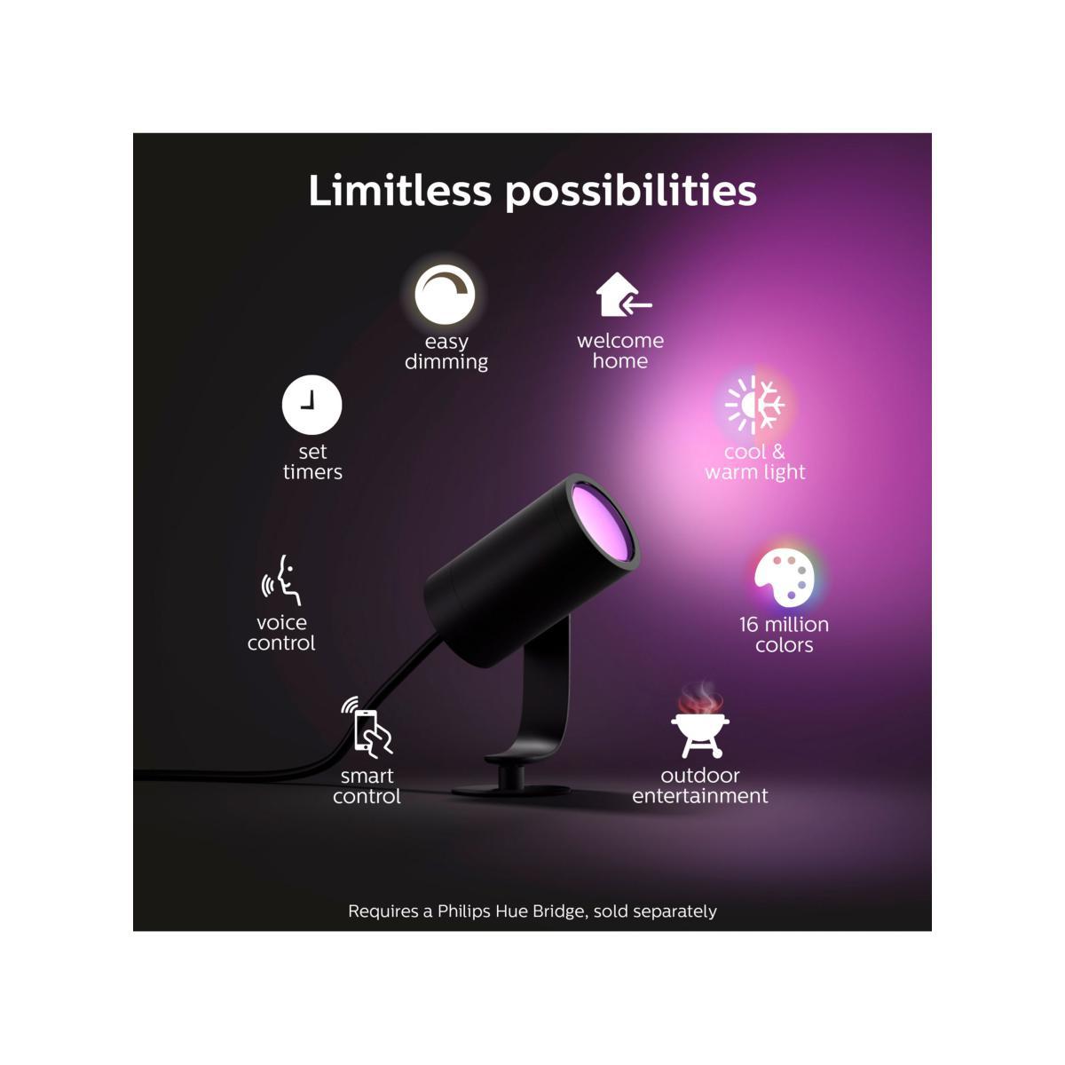 Philips Hue Lily Outdoor Spotlight Base Unit and 3x Lily Spotlights, Black – image 2
