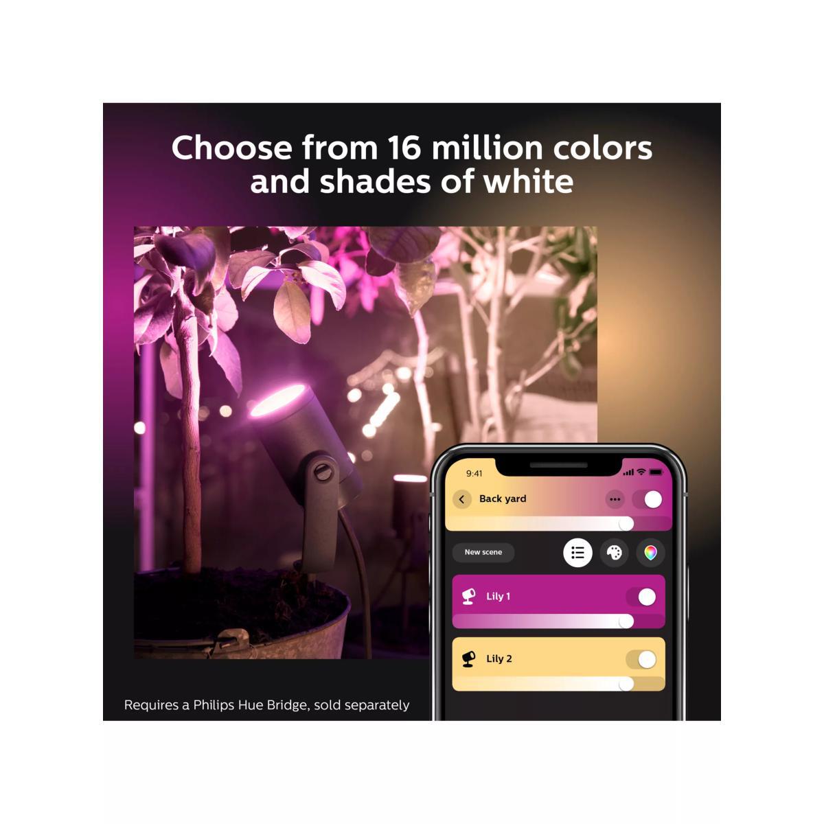 Philips Hue Lily Outdoor Spotlight Base Unit and 3x Lily Spotlights, Black – image 3