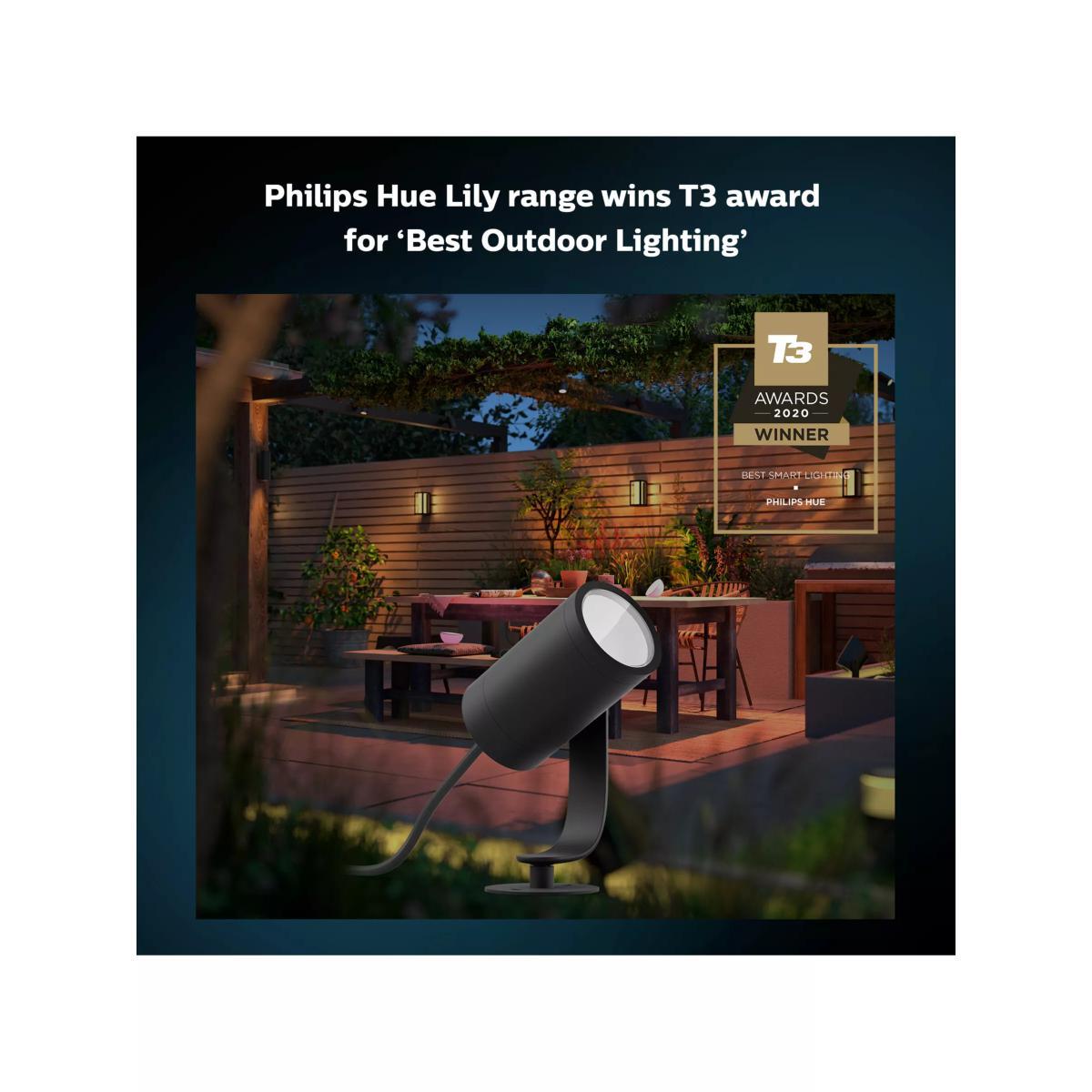 Philips Hue Lily Outdoor Spotlight Base Unit and 3x Lily Spotlights, Black – image 5