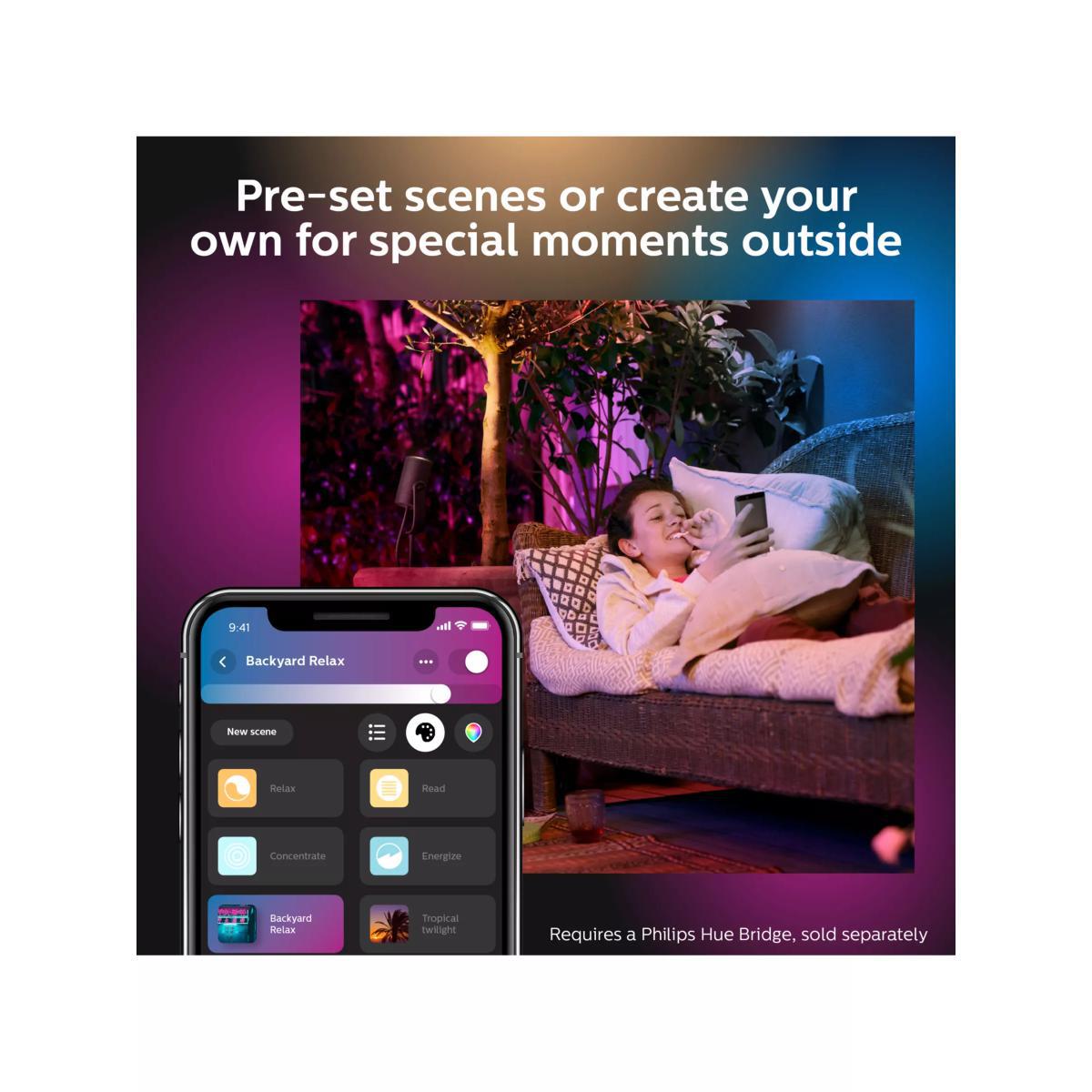 Philips Hue Lily Outdoor Spotlight Base Unit and 3x Lily Spotlights, Black – image 9
