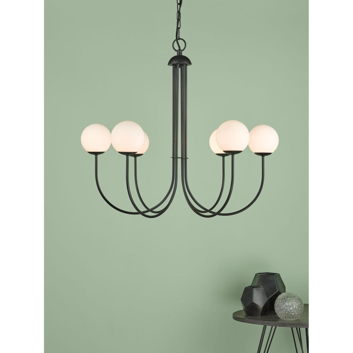 Där Ornella Opal Glass Ceiling Light, Matt Black – image 4