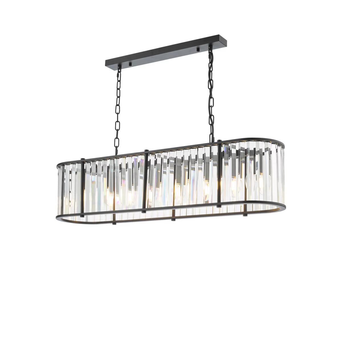 Där Kiran Glass 7 Arm Bar Ceiling Light, Black – image 2