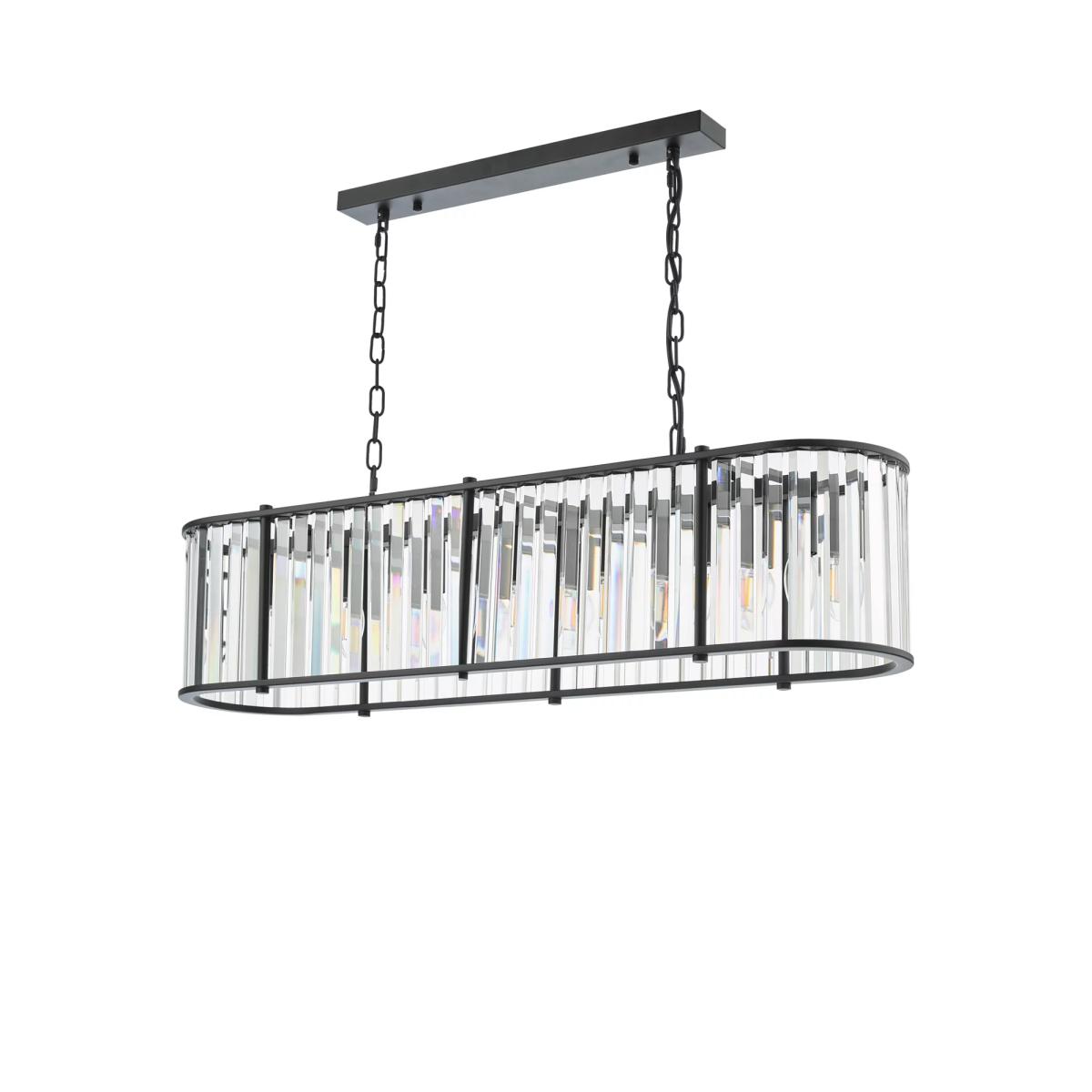 Där Kiran Glass 7 Arm Bar Ceiling Light, Black – image 3