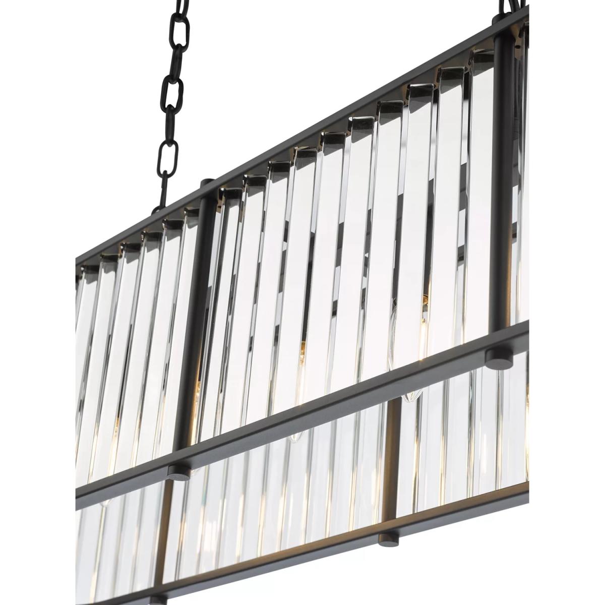 Där Kiran Glass 7 Arm Bar Ceiling Light, Black – image 7