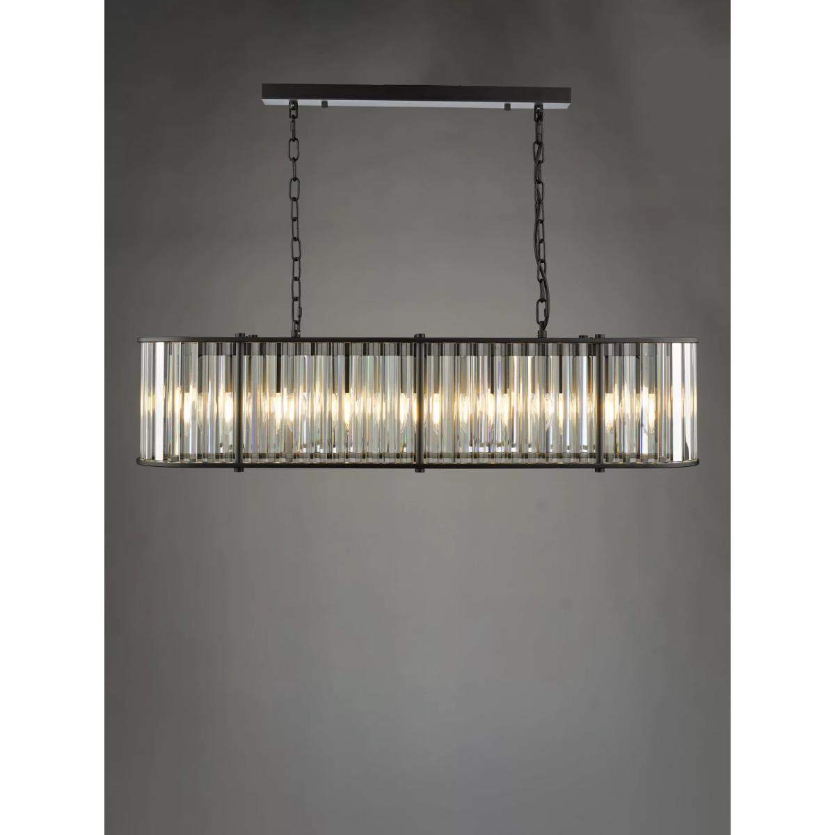 Där Kiran Glass 7 Arm Bar Ceiling Light, Black – image 8