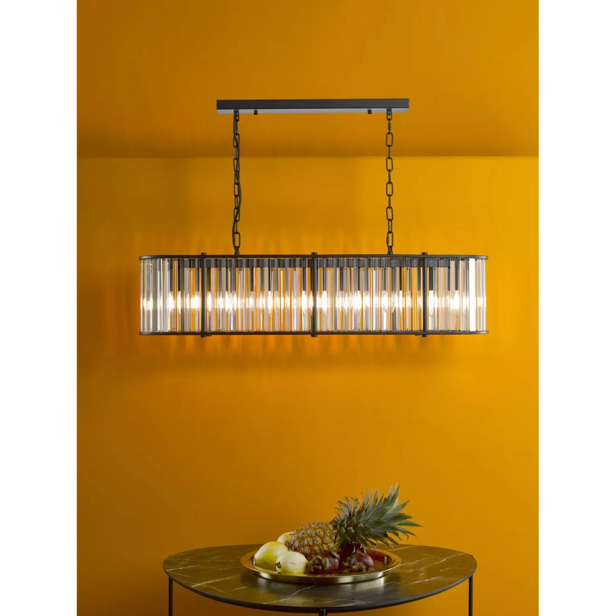 Där Kiran Glass 7 Arm Bar Ceiling Light, Black – image 9