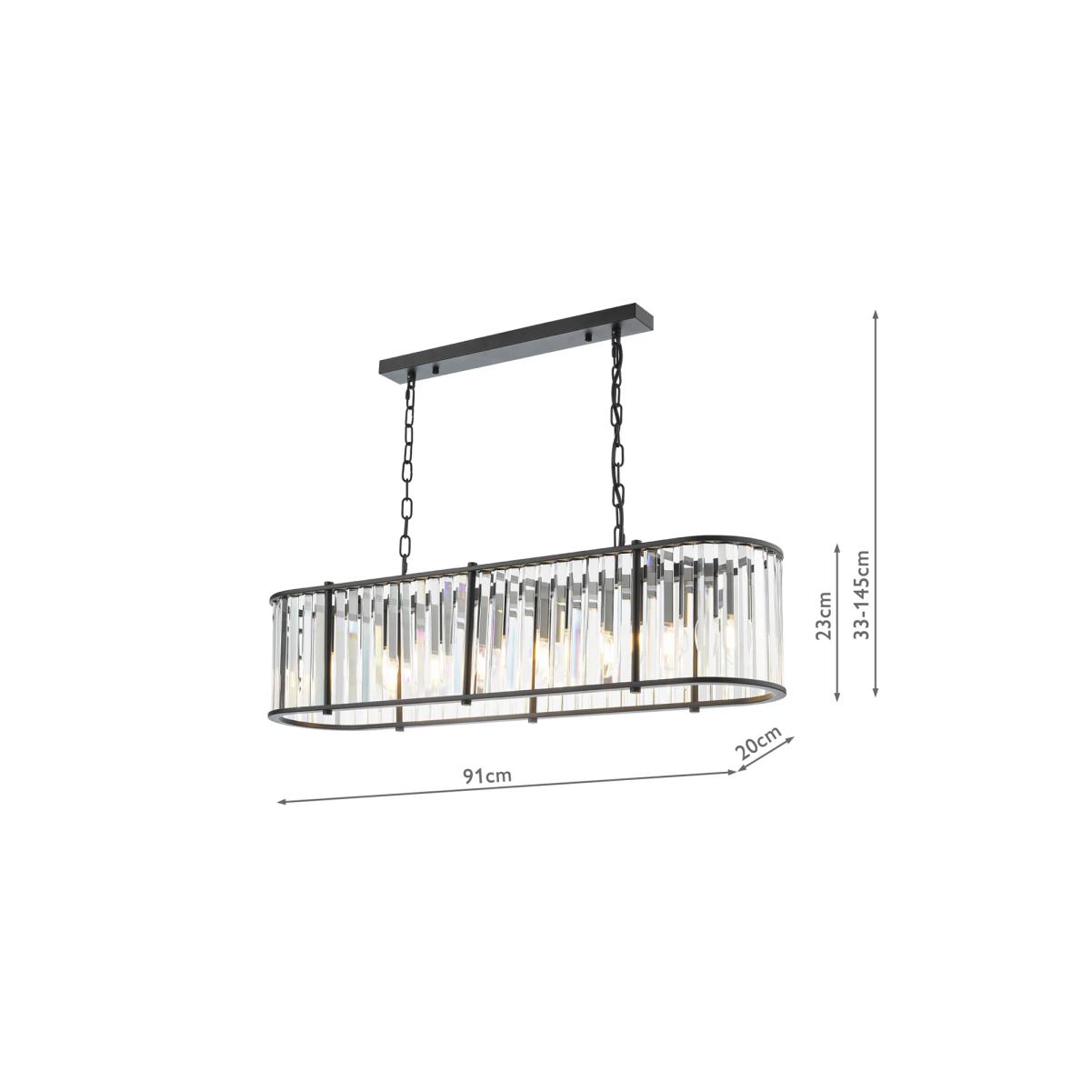 Där Kiran Glass 7 Arm Bar Ceiling Light, Black – image 10