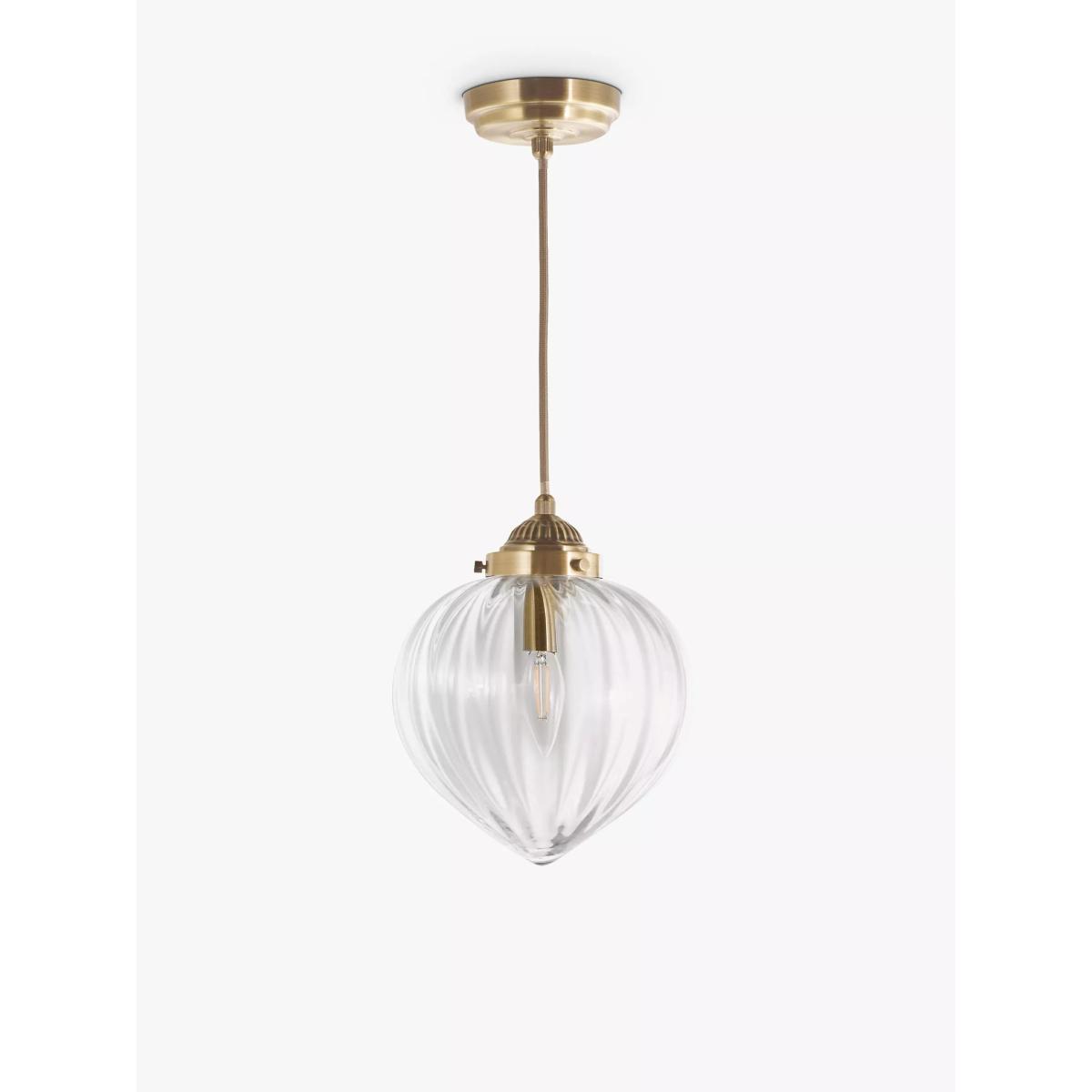 Laura Ashley Whitham Fluted Glass Ceiling Pendant Light, Antique Brass – image 2