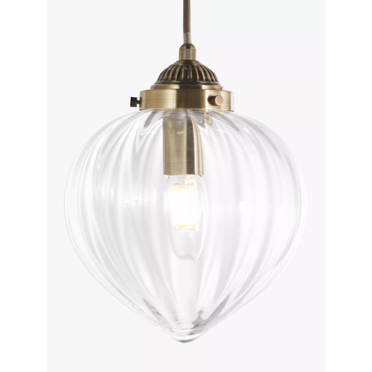 Laura Ashley Whitham Fluted Glass Ceiling Pendant Light, Antique Brass – image 3