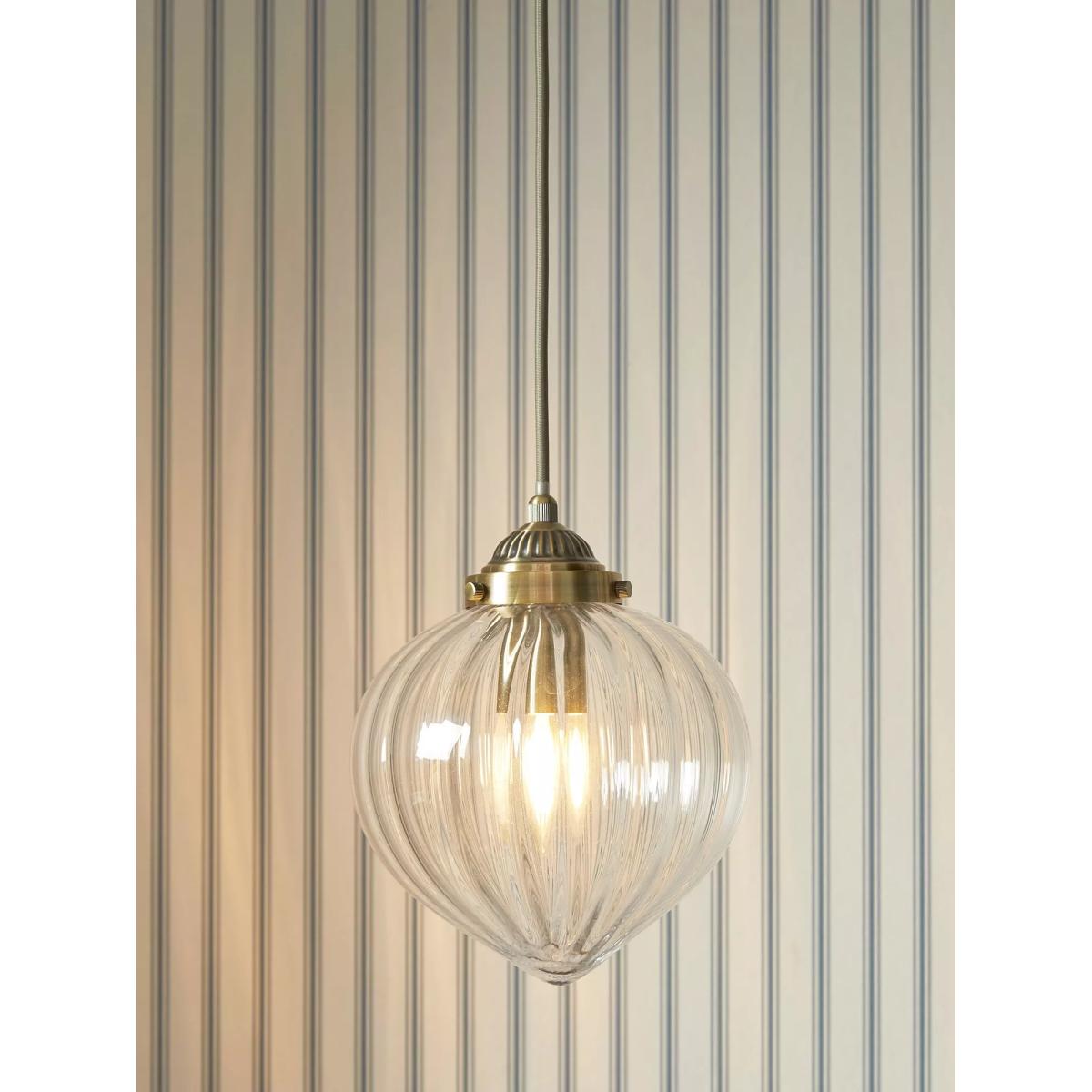 Laura Ashley Whitham Fluted Glass Ceiling Pendant Light, Antique Brass – image 4