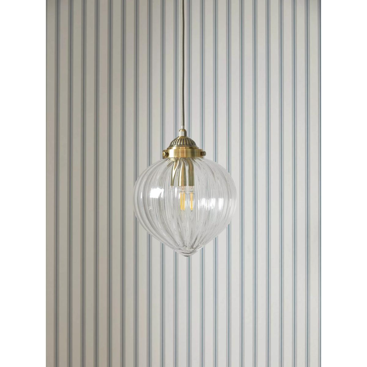 Laura Ashley Whitham Fluted Glass Ceiling Pendant Light, Antique Brass – image 5