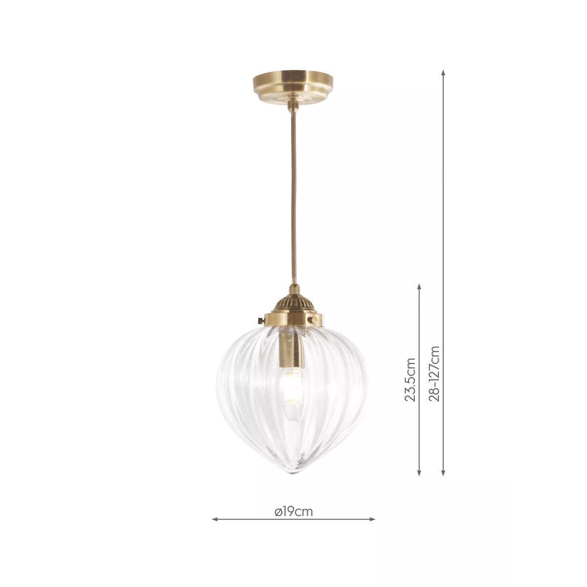 Laura Ashley Whitham Fluted Glass Ceiling Pendant Light, Antique Brass – image 6