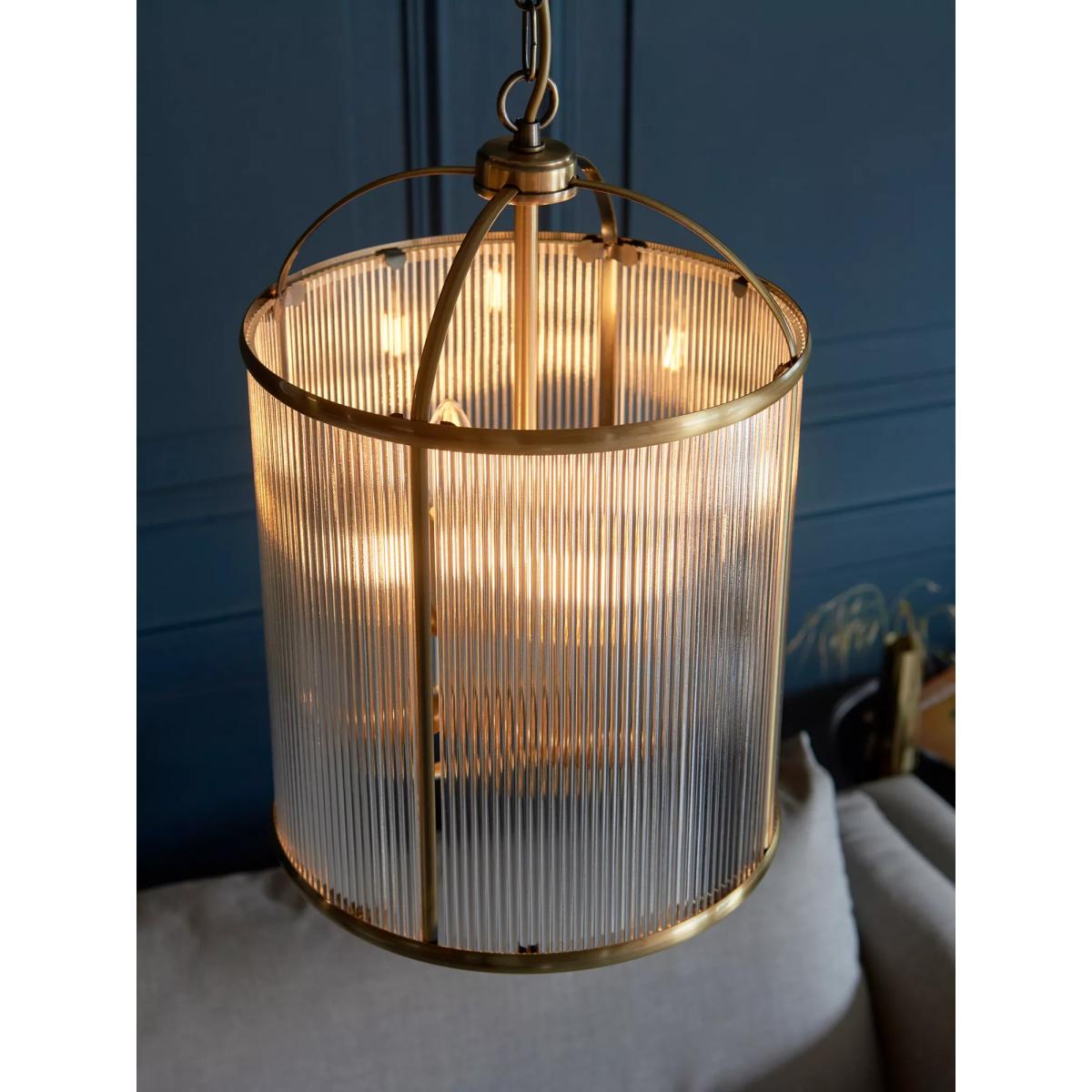 Bay Lighting Stockwell Ribbed 4 Arm Pendant Ceiling Light, Brass – image 4