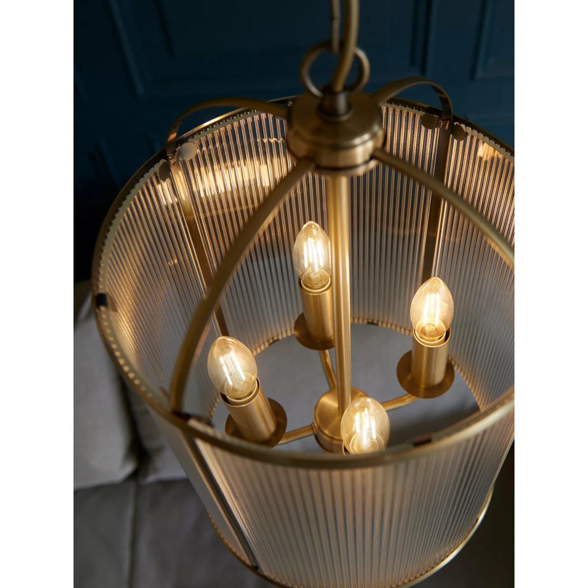 Bay Lighting Stockwell Ribbed 4 Arm Pendant Ceiling Light, Brass – image 5