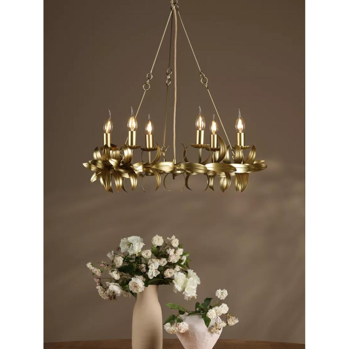 Där Nadria 6 Arm Pendant Ceiling Light, Gold – image 6