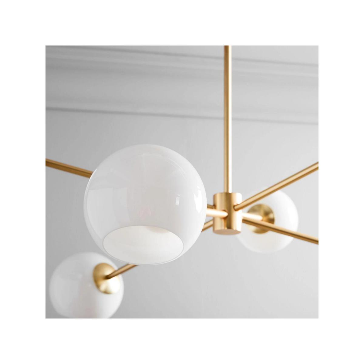 west elm Staggered Milk Glass Chandelier Ceiling Light, Brass – image 4